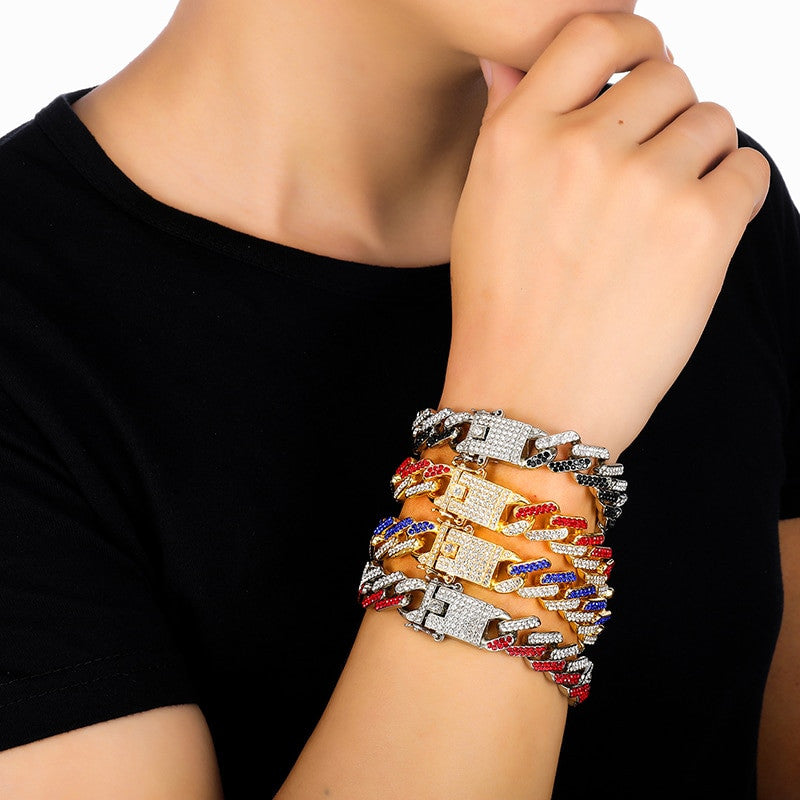 Hip Hop 15MM Iced Full AAA Stone Designer Cuban Link Bracelet