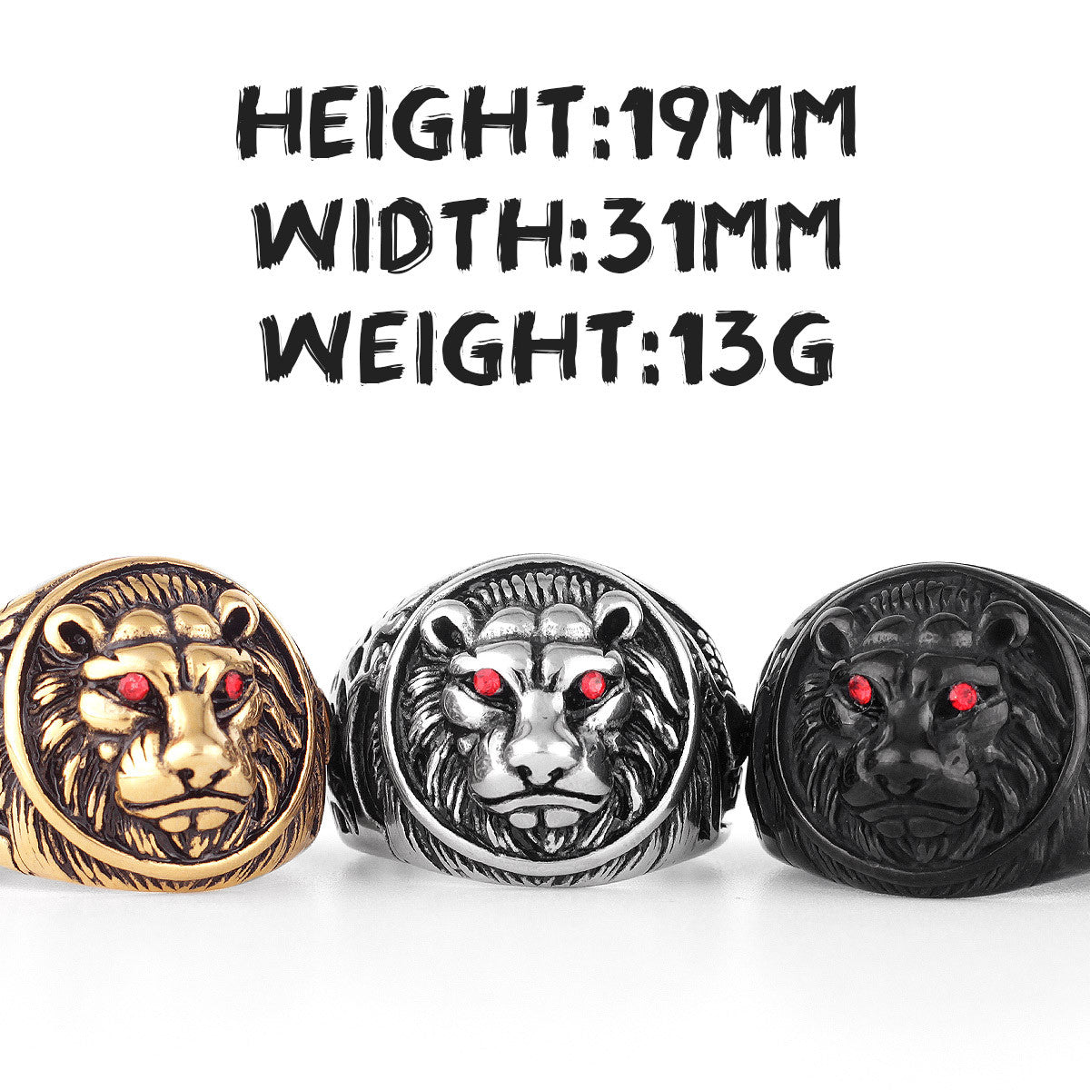The Tiger's Eye | 14k Gold Black Over Solid Stainless Steel Tiger Street Wear Rings