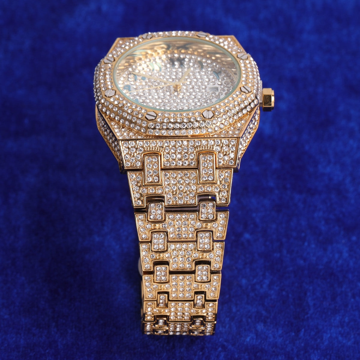 Mens Iced Blinged Out Full Micro Pave Hip Hop International Baller Watch