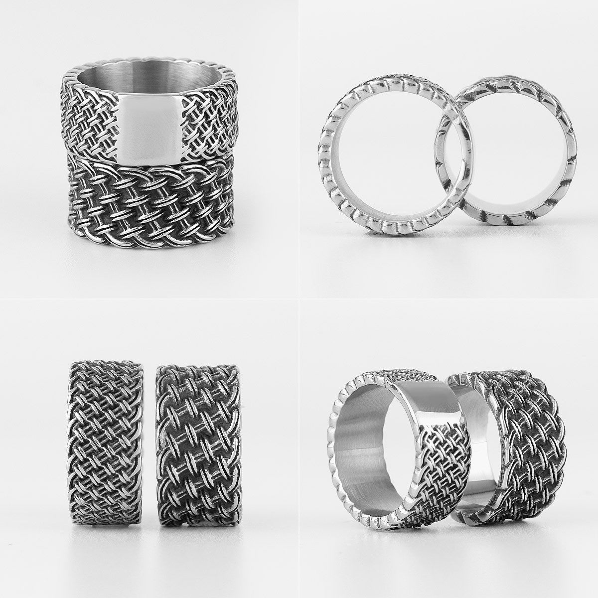 Mens Couples No Fade Stainless Steel Interweaving Love Casual Street Wear Rings
