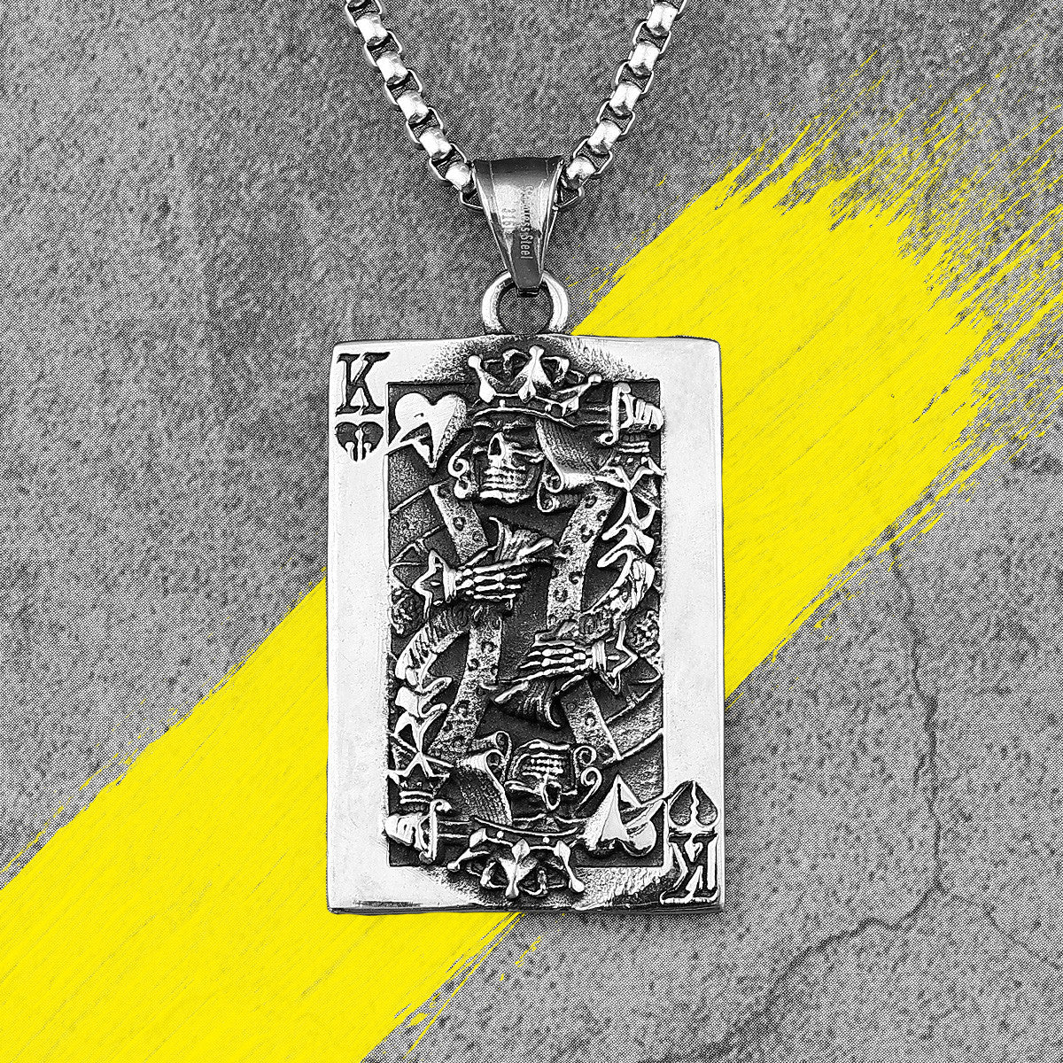 King Of Spades | Stainless Steel Skull Spade King Poker Card Street Style Pendant