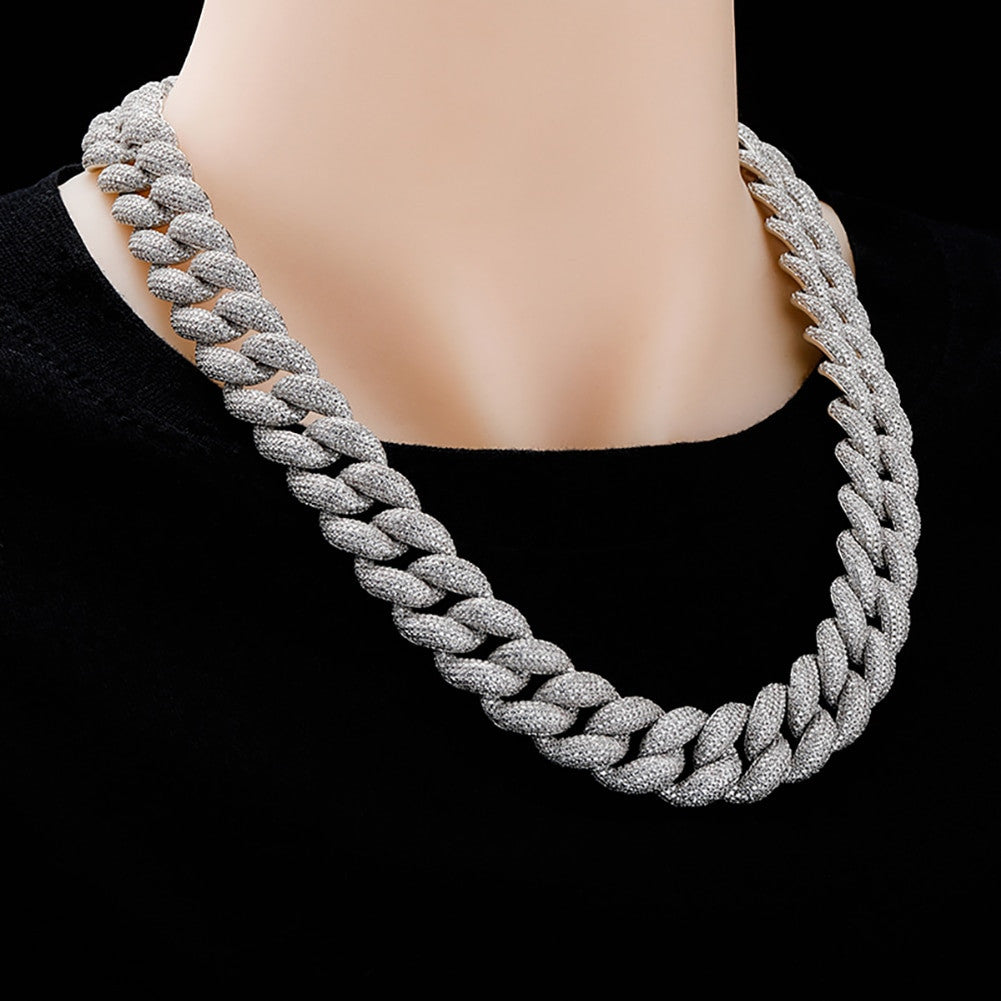 New Luxury Spring Clasp 18mm Mens Miami Cuban Link Hip Hop Chain Necklace