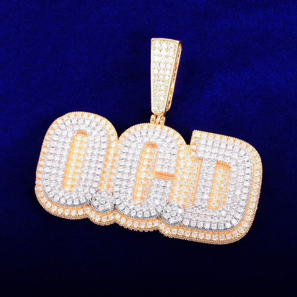 Stone Studded | Custom Flooded Ice 2 Layer 18k Gold Nameplate Hip Hop Pendant