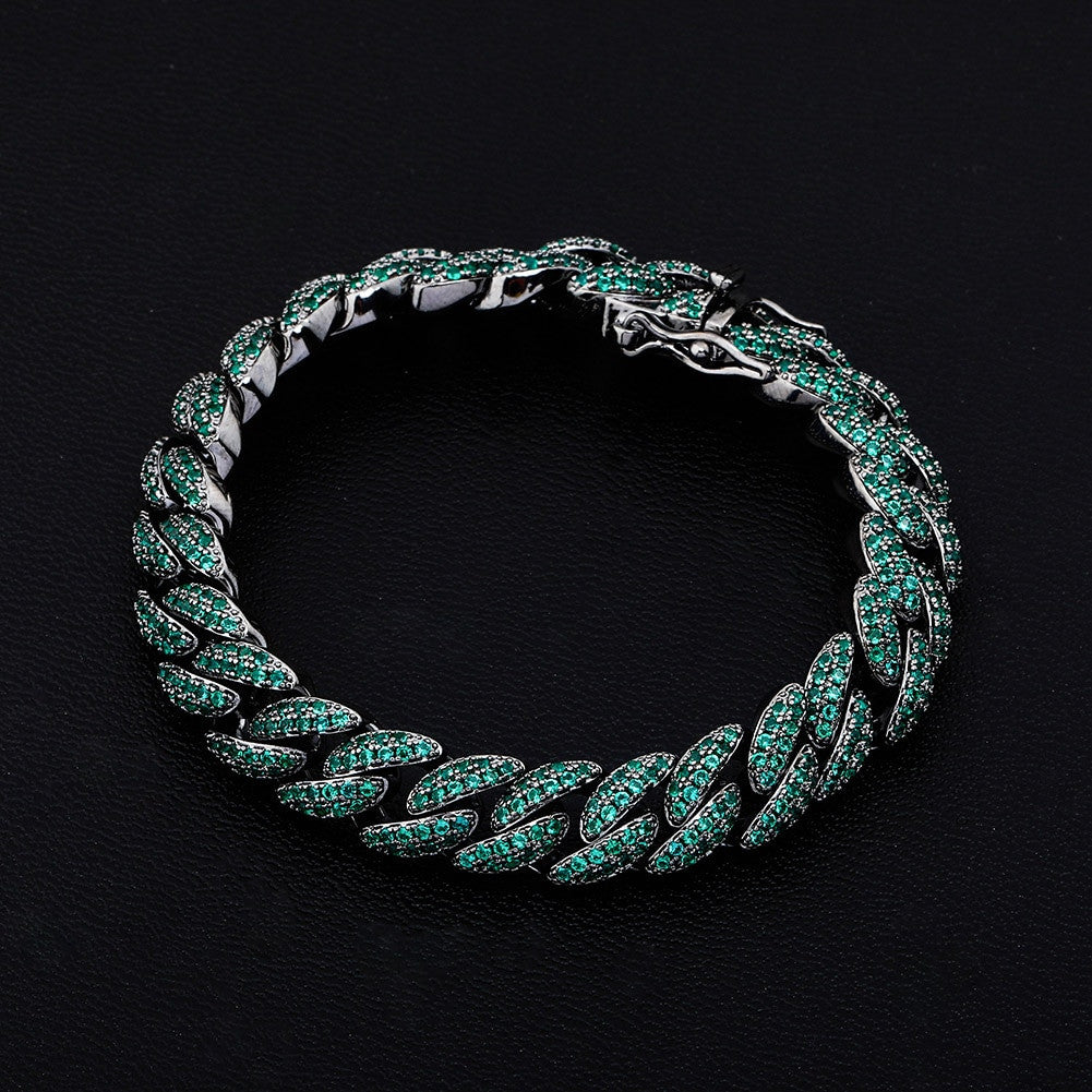 10mm Flooded Ice Street Wear Thick Cut Miami Cuban Link Chain Bracelets