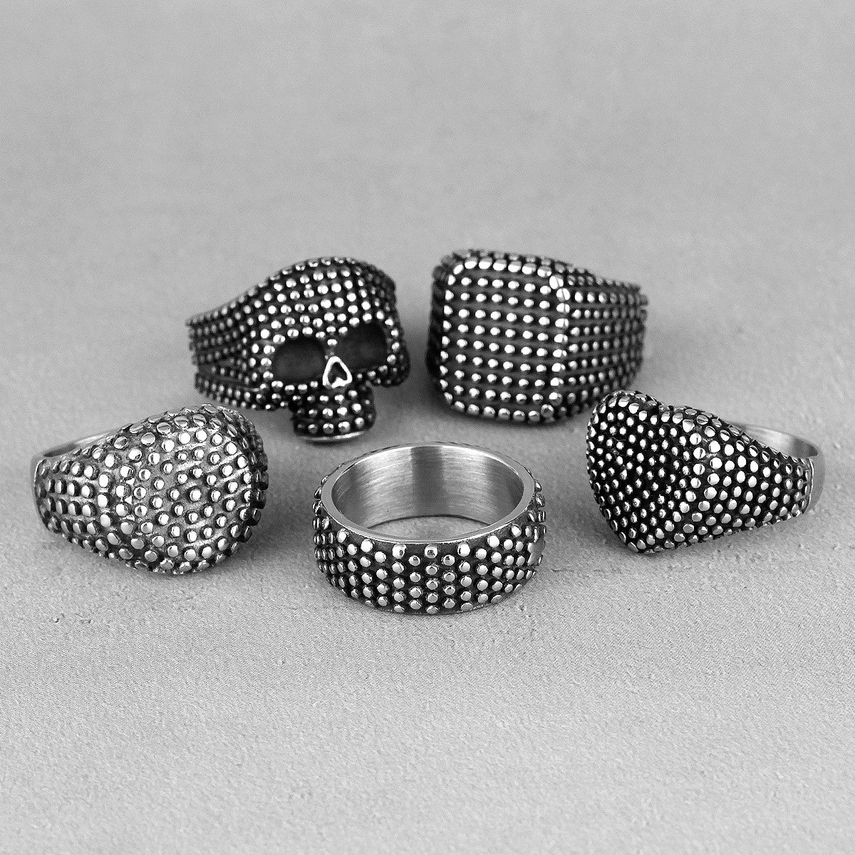 Pin Cushion Skeleton | 316L No Fade Retro Black Stainless Steel Gothic Mens Street Wear Rings