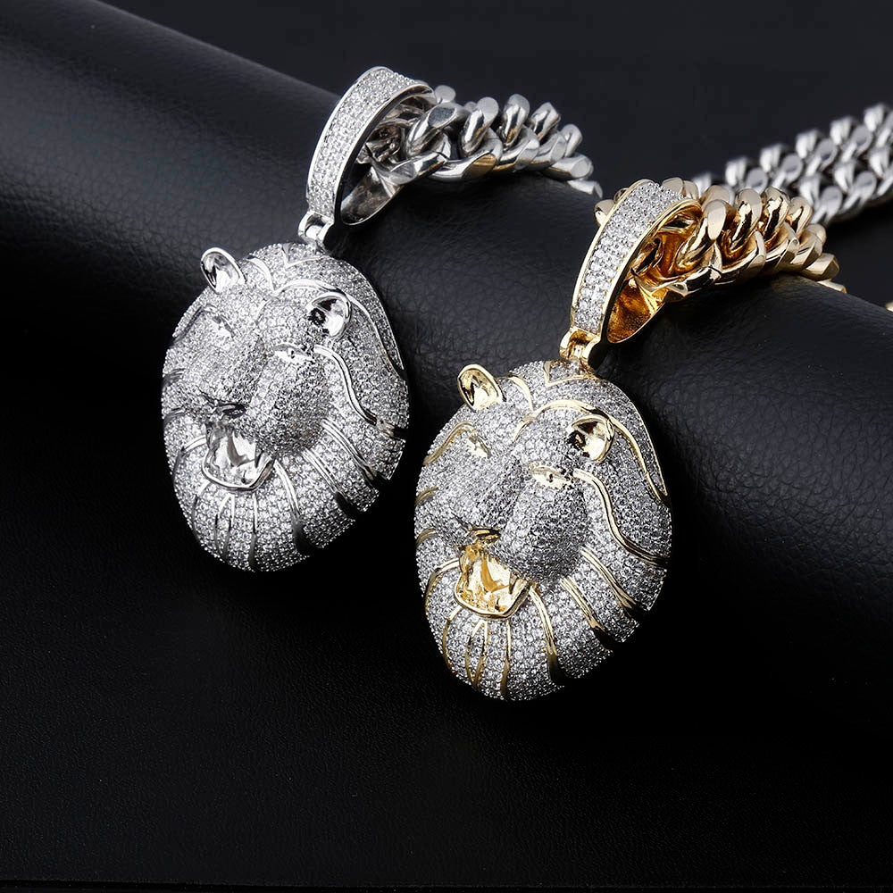 The King Lion 14k Gold .925 Silver AAA True Micro Paved Hip Hop Pendant Chain Necklace