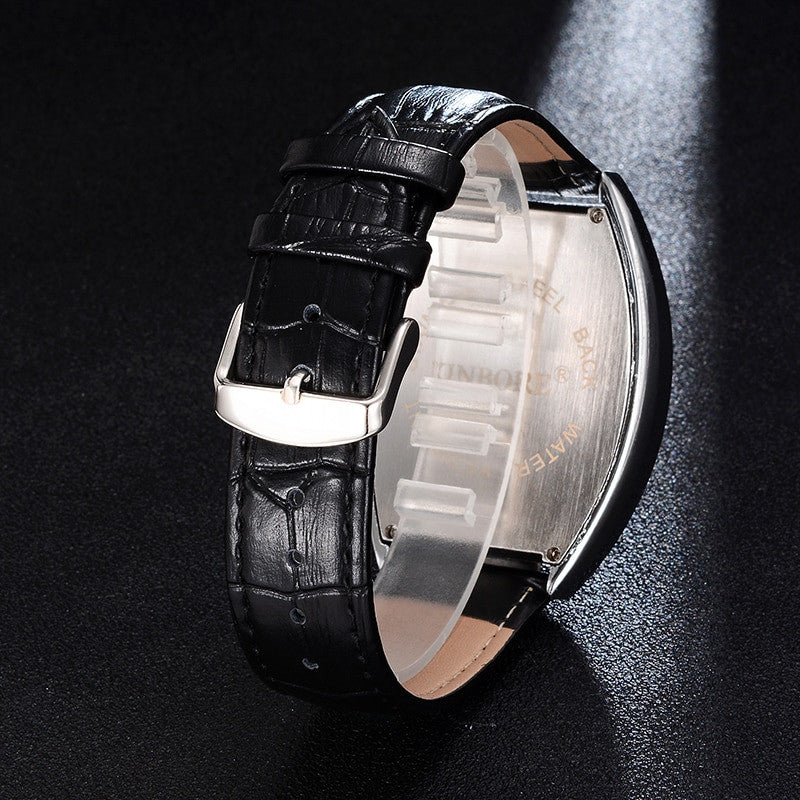 Mens Luxury Waterproof Leather Band Irregular Shape Fashion Hip Hop Watches