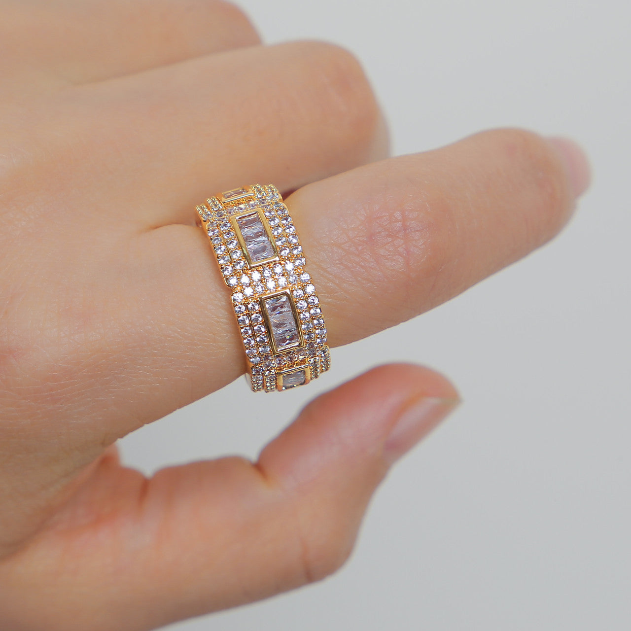 Ice King | Mens 24k 925 Silver Rose Gold Thick Baguette Blinged Out Rings
