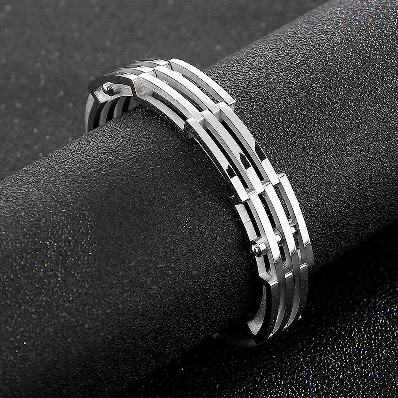 Prestige Steel | Men's Classic Wide Band Stainless Steel Bangle Bracelet