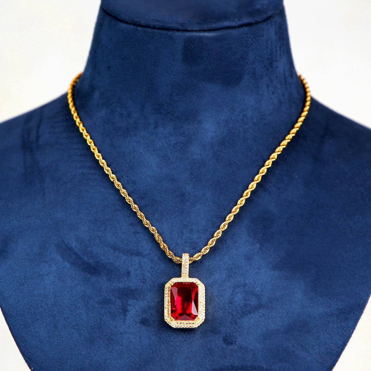 Fusion Gemstone | 24k Yellow 14k White Gold 4 Prong Set Hip Hop Pendant