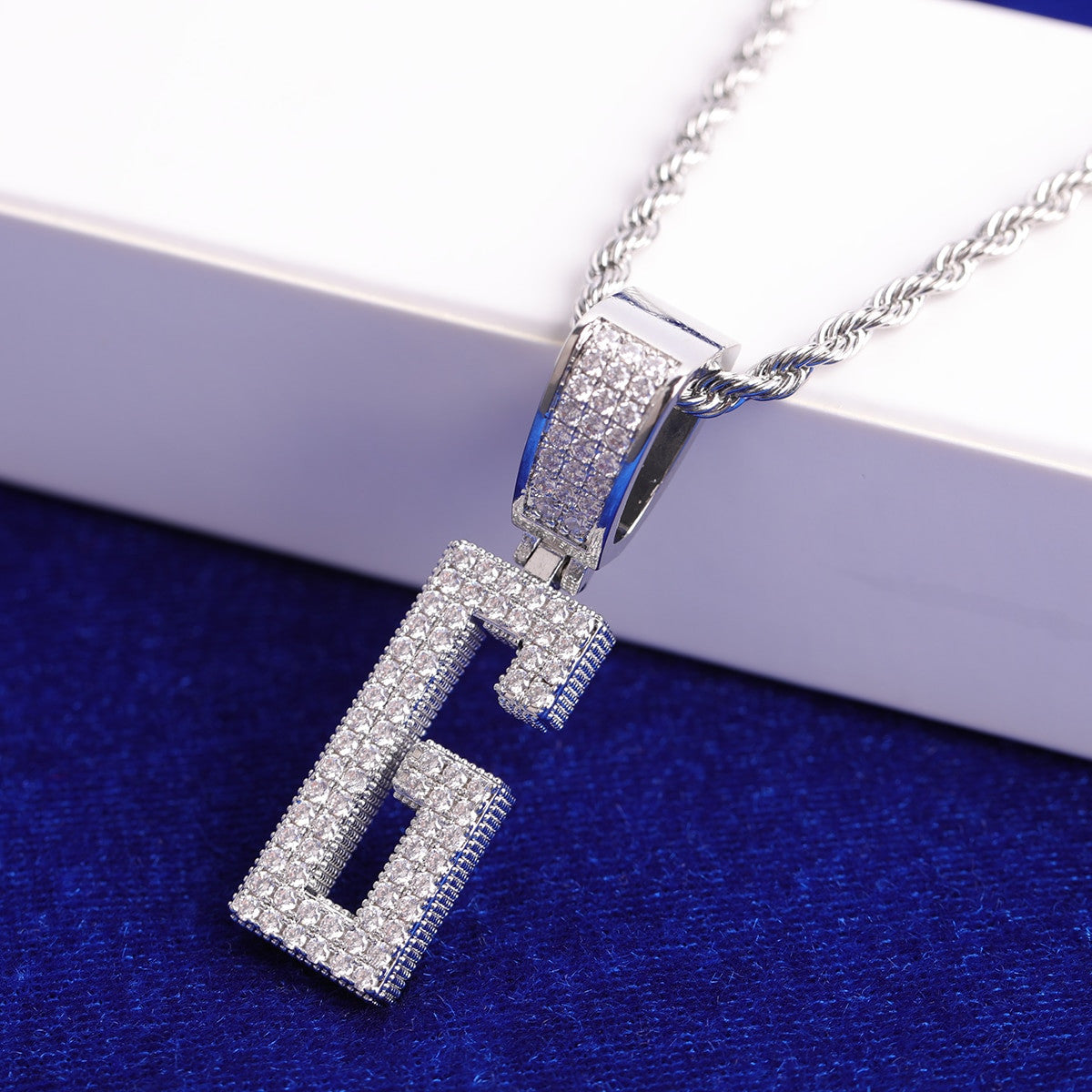 GQ-ICED | VVS Diamond CZ Flooded Ice Hip Hop Initial Pendant Chain Necklace