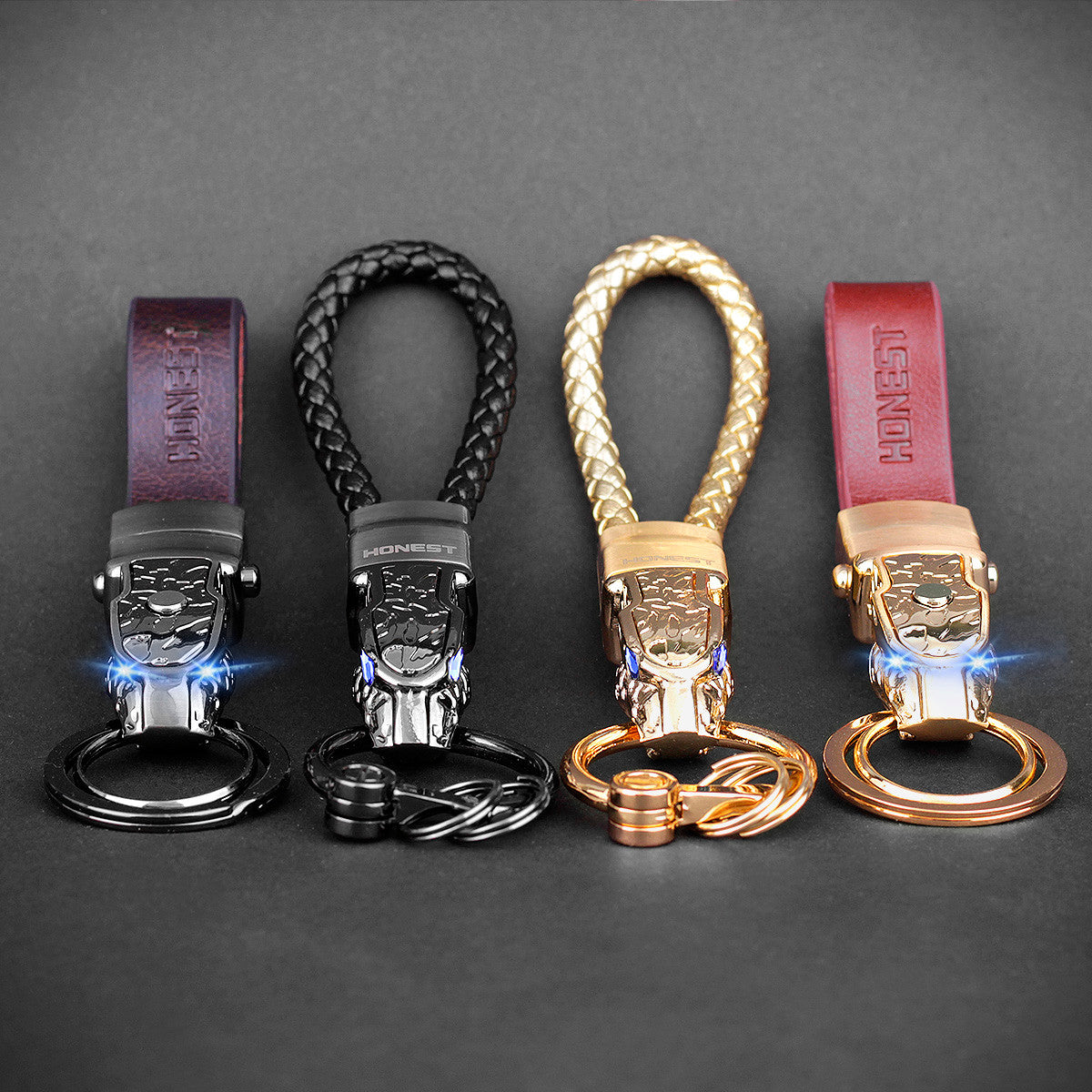 Genuine Leather Leopard Dragon Luxury Mens Car Key Chain
