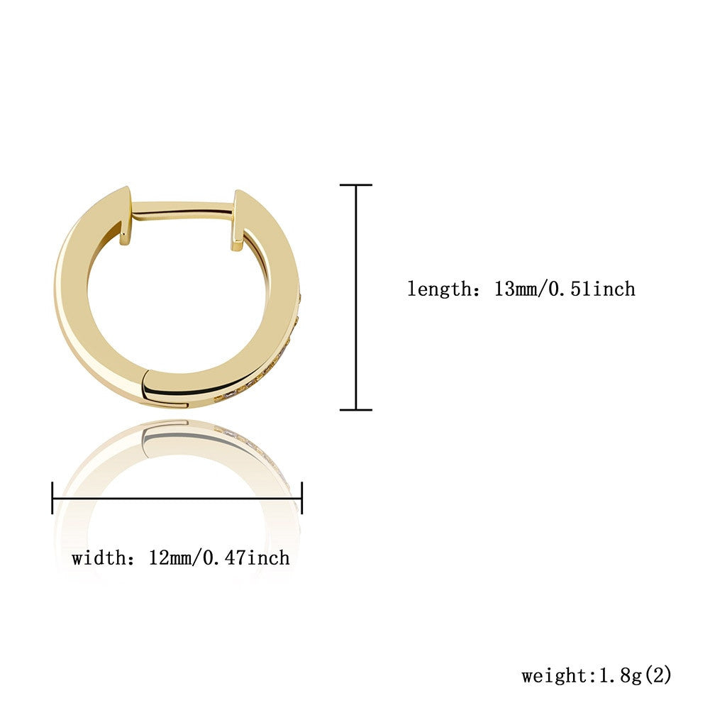 .925 Solid Sterling Silver Rose Gold 14k AAA Micro Pave Stone Hoop Earrings