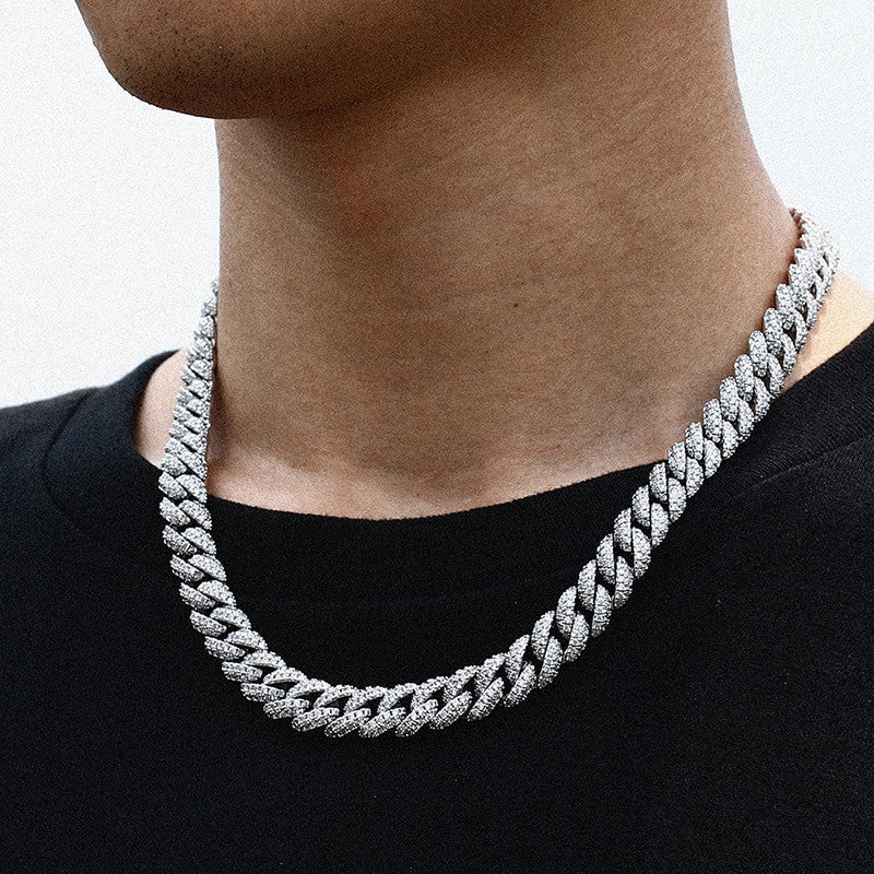Mens Genuine VVS Diamond 925 Sterling Silver Miami Cuban Link Hip Hop Chain Necklaces