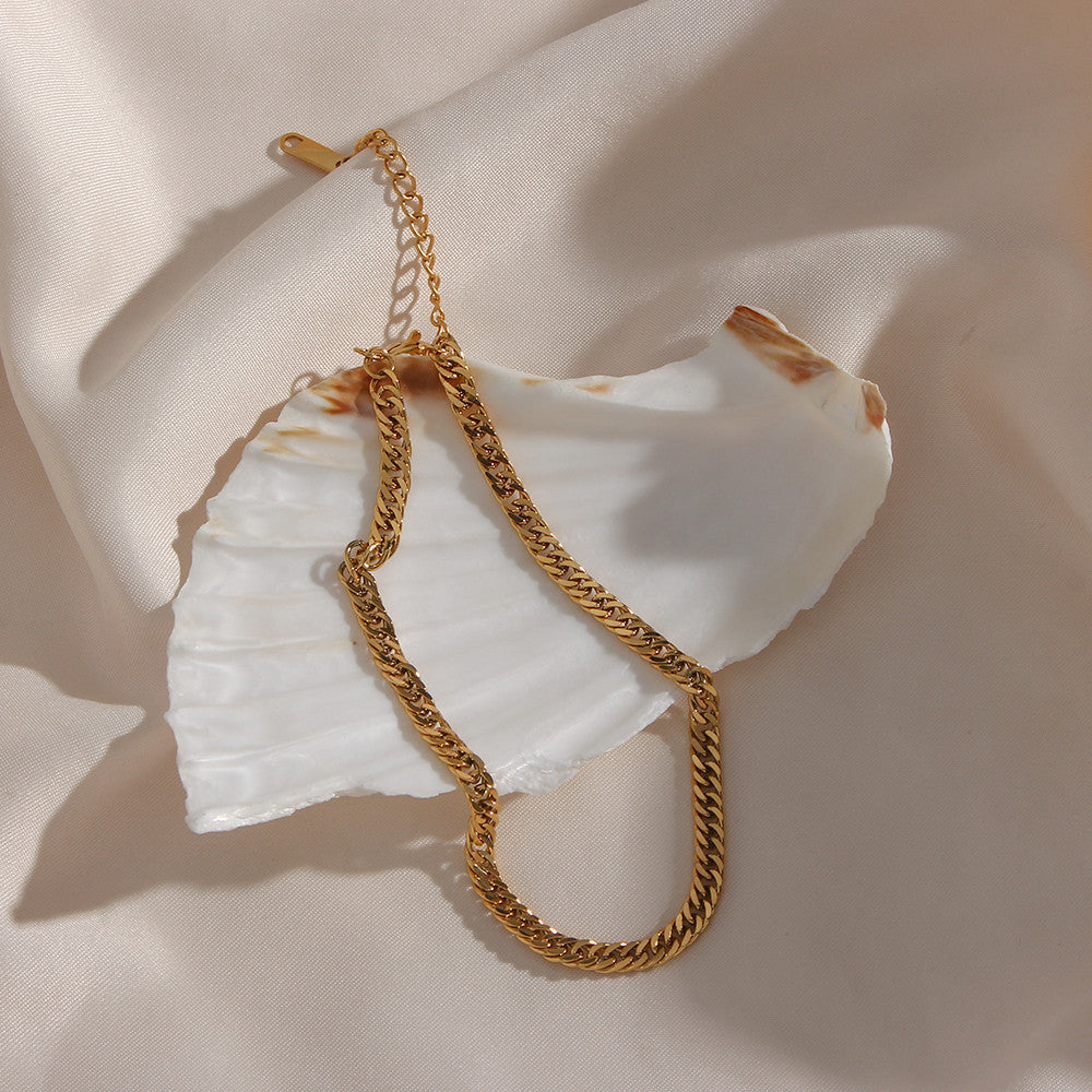 18k Gold Miami Cuban Link 316L Stainless Steel Bracelets Anklet Necklace Tarnish Free Set