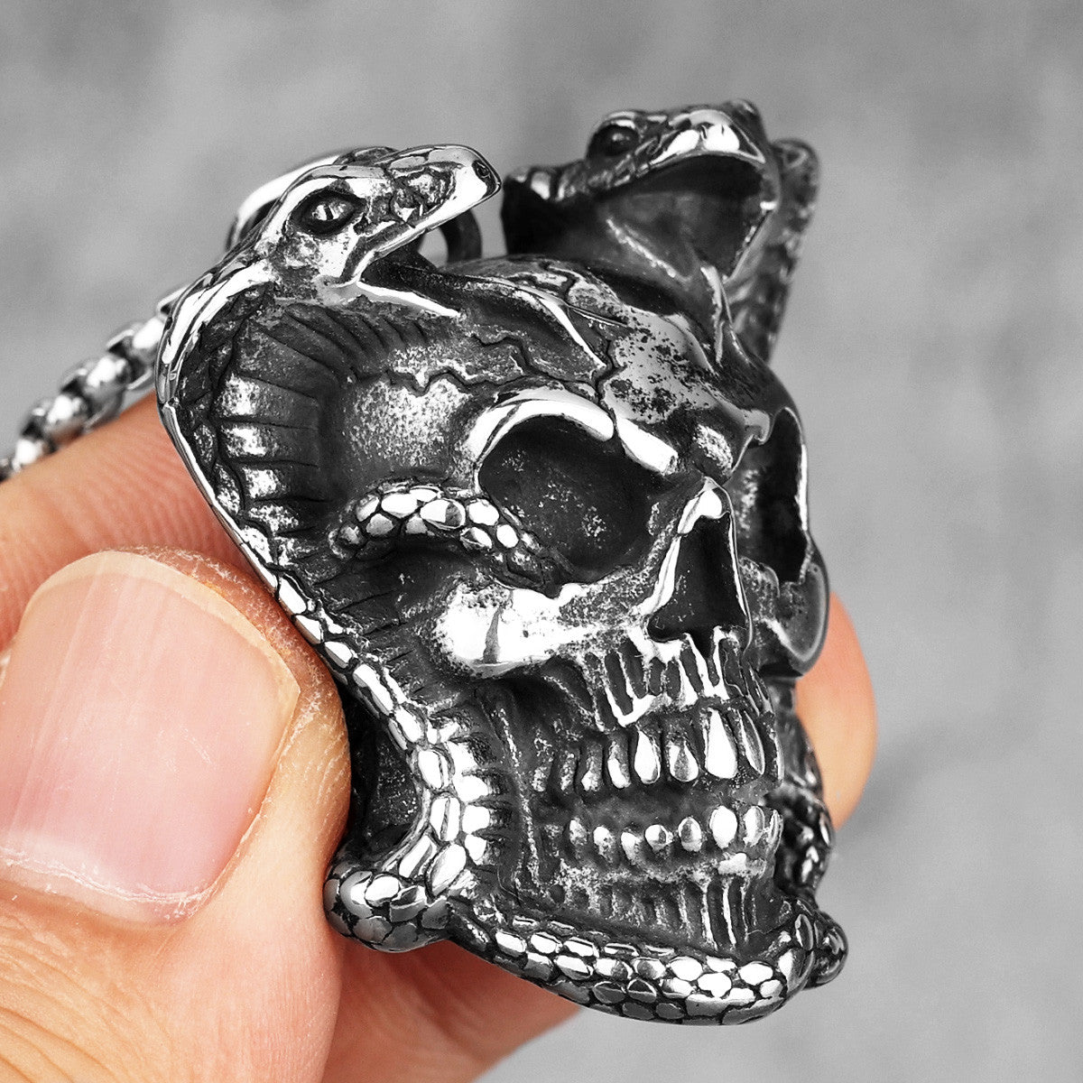 Viper Cobra | No Fade Stainless Steel Men Snake Skull Hip Hop Pendant