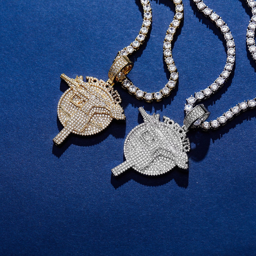 14k Gold 925 Silver Bling Toronto UZI Gun Hip Hop Pendant Chain Necklace