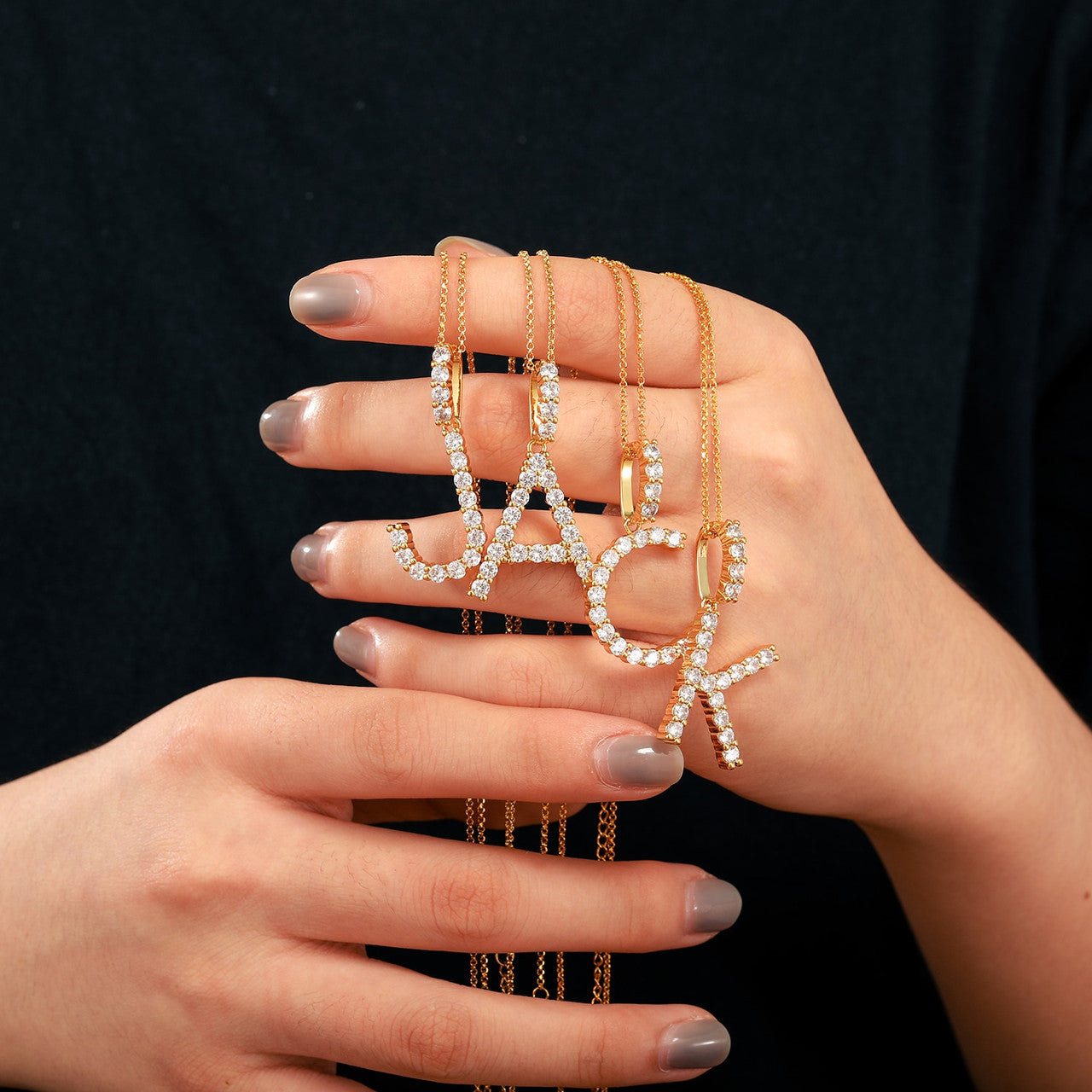 Solid 925 Silver Genuine VVS Diamond Stone Initial Letter Iced Bling Out Pendant Necklaces