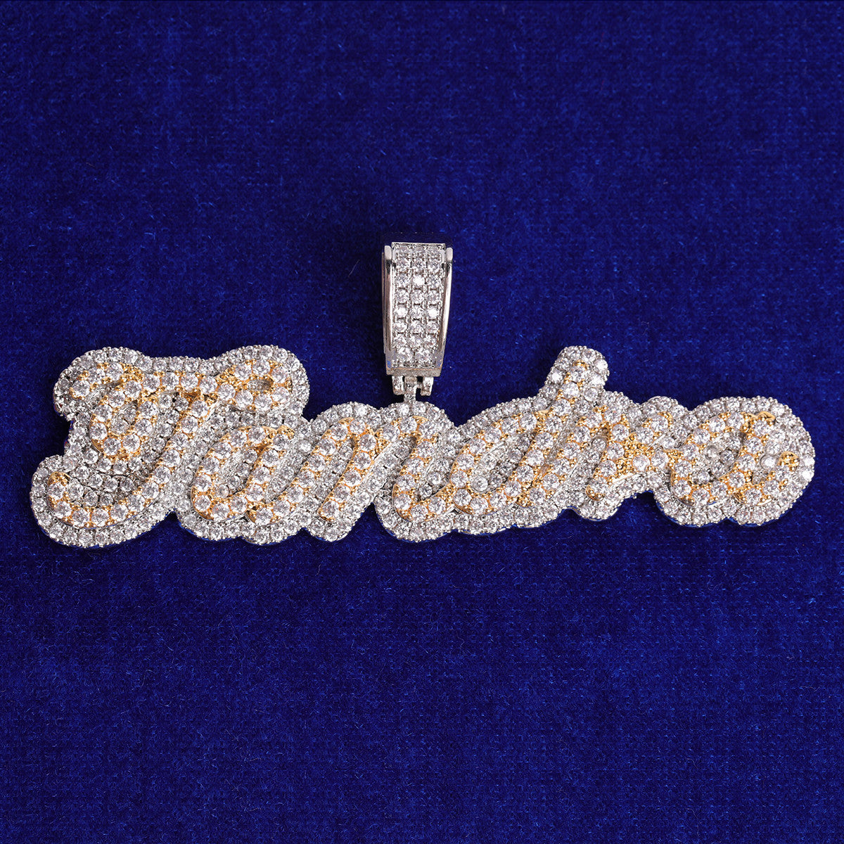 Cluster Drip | Iced Two Layer VVS Diamond CZ Blinged Out Nameplate Pendant
