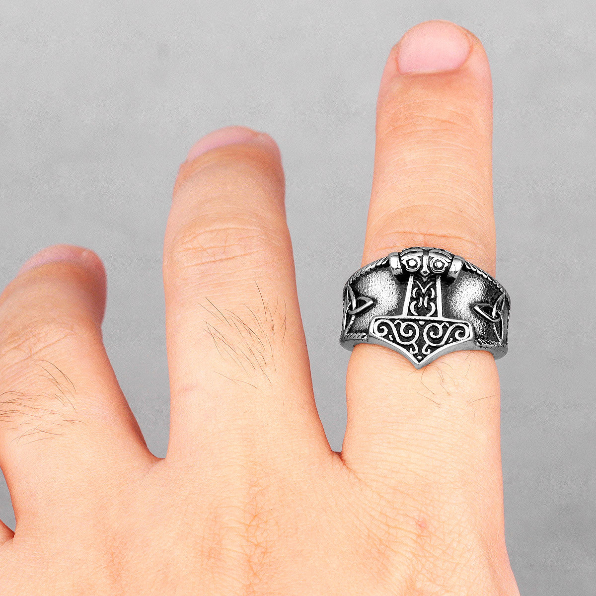 Hammer Of The Gods | Solid Stainless Steel Retro Viking Thor's Hammer Ring