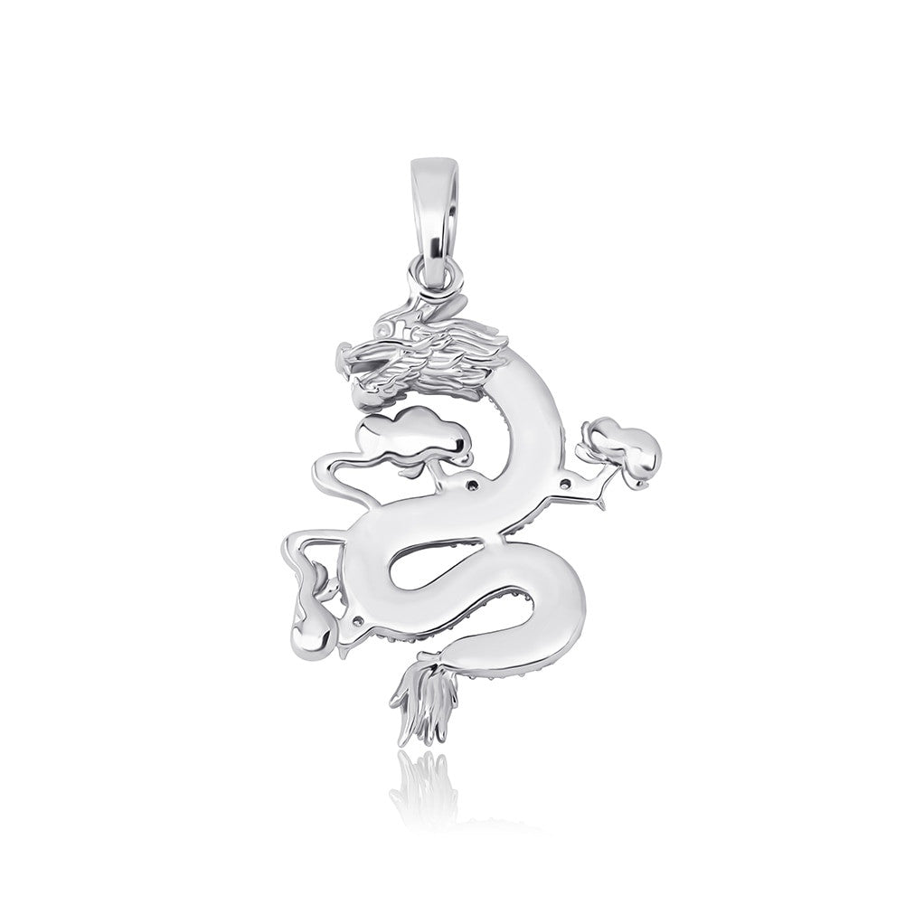 14k White Yellow Rose Gold Lucky Dragon Hip Hop Flooded Ice Pendant Chain Necklace