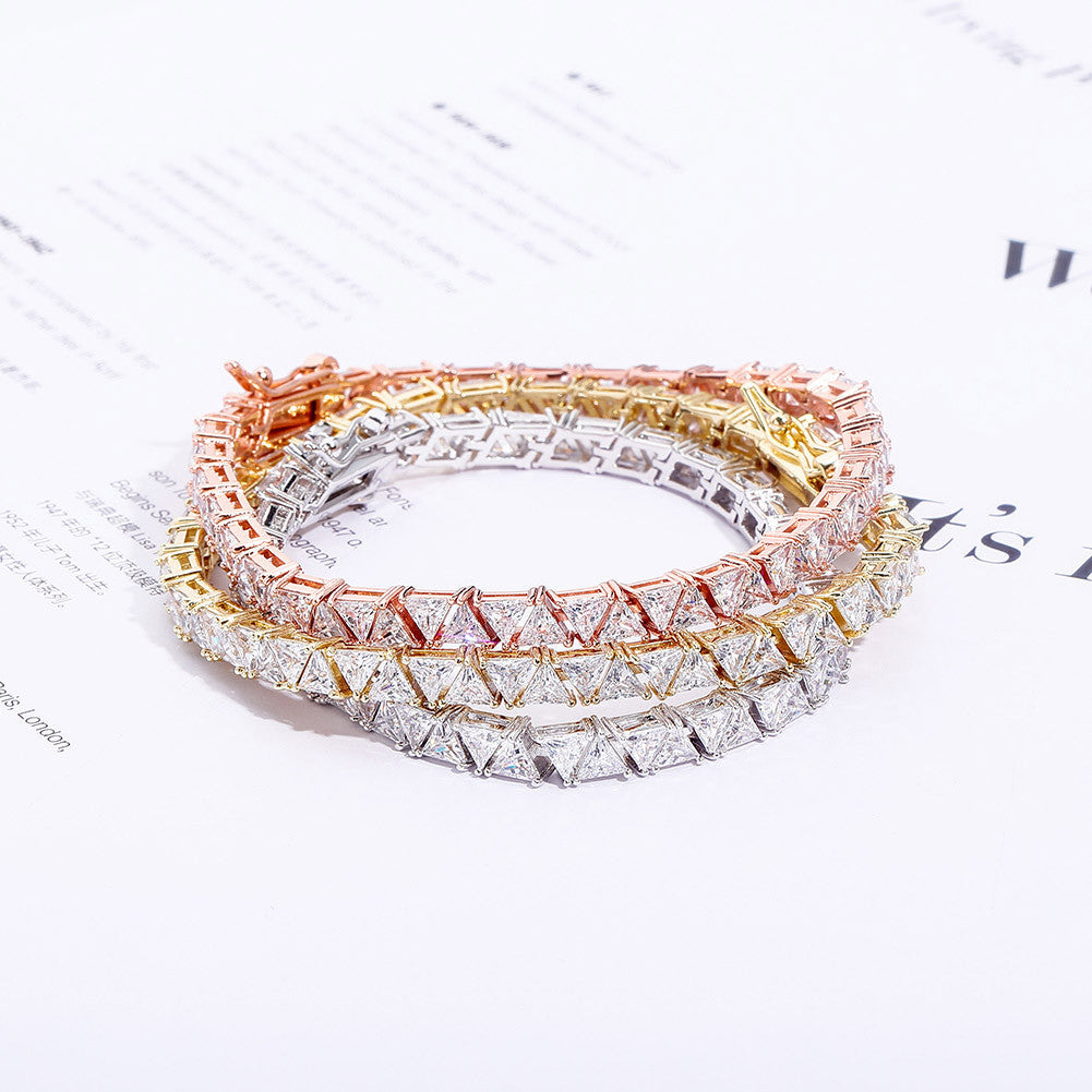 Trillion Cut | 5mm VVS Diamond CZ Iced Blinged Out Tennis Chain Bracelet