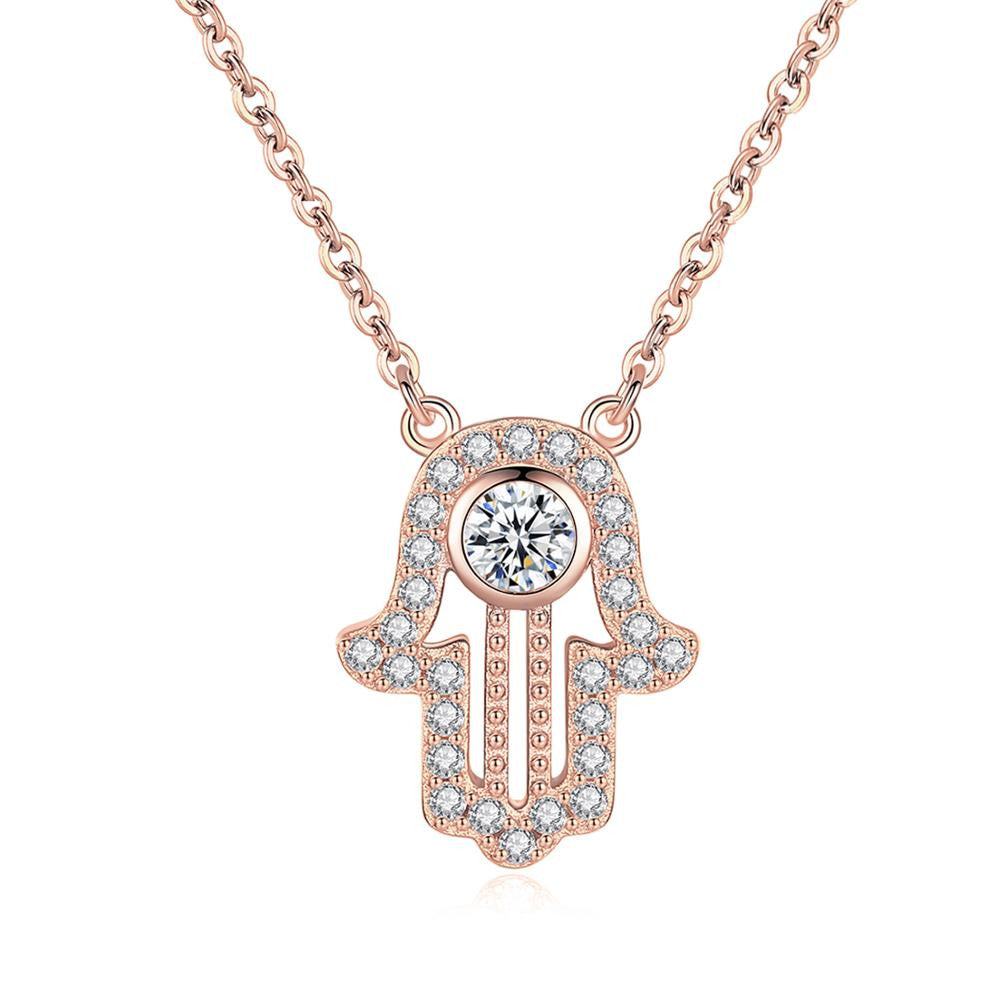 The Hand of Fatima | Ladies Center Stone Hamsa Hand Solid Sterling Silver Necklace