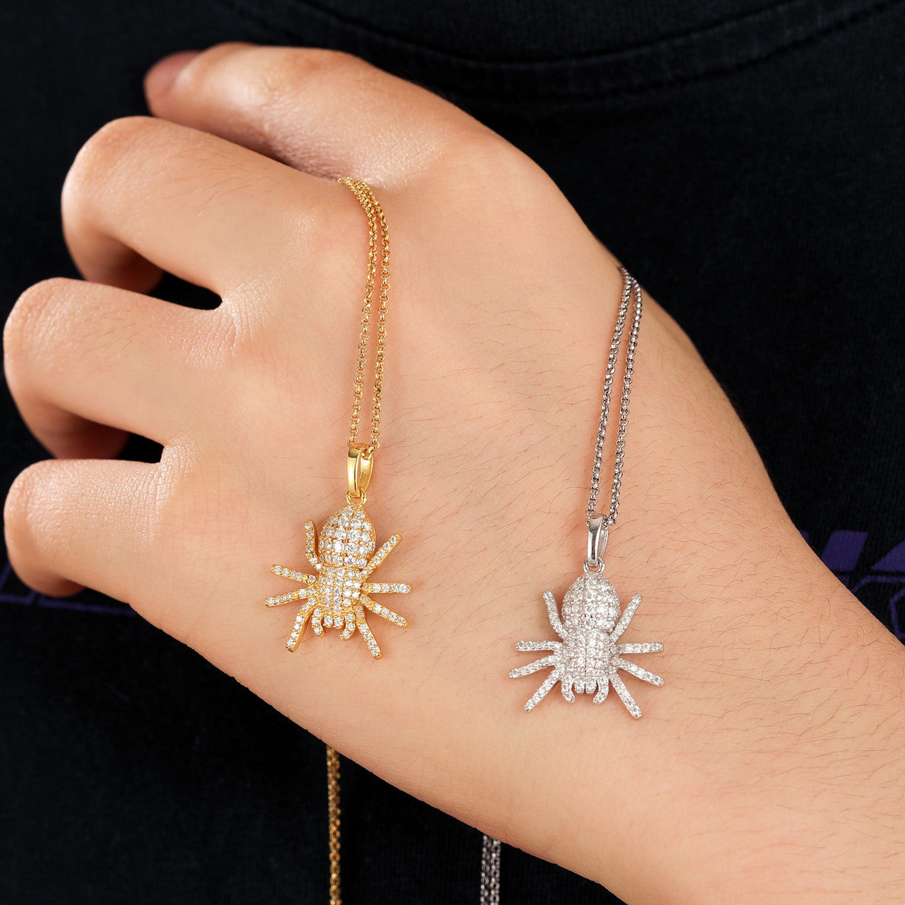 Solid 925 Sterling Silver Genuine VVS Diamond Spider Hip Hop Casual Pendant