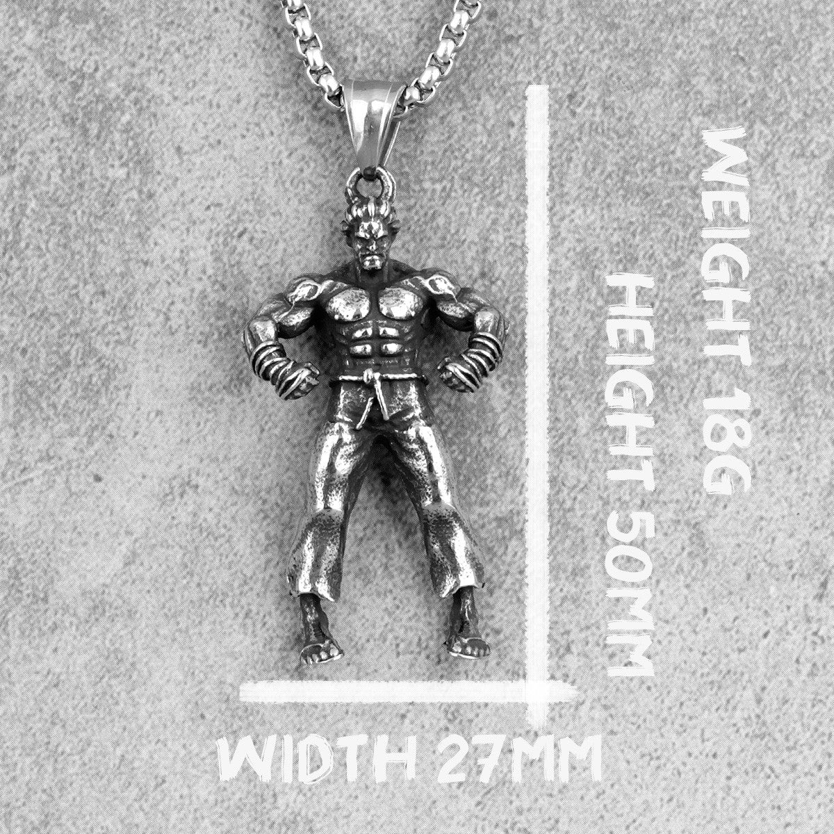 Mens Kung Fu 316L Taekwondo Master Street Wear Pendant Chain Necklace