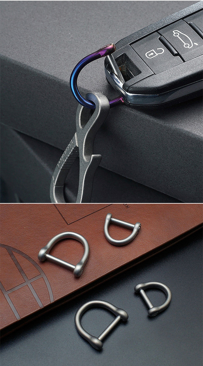 Luxury No Fade Stainless Steel Horseshoe Buckle Matte Glossy Blue Car Keychain