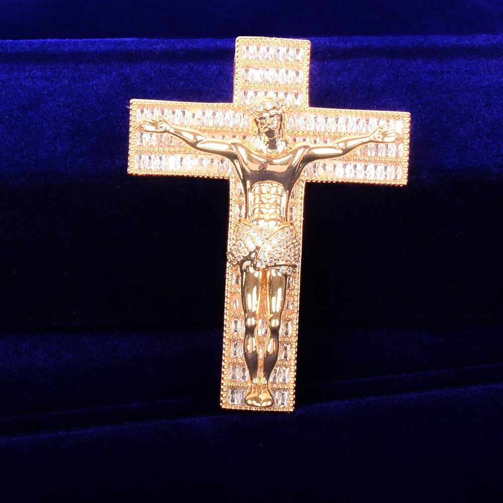 The Glory | Iced Baguette Blinged Out VVS Diamond CZ Crucifix Jesus Cross Pendant