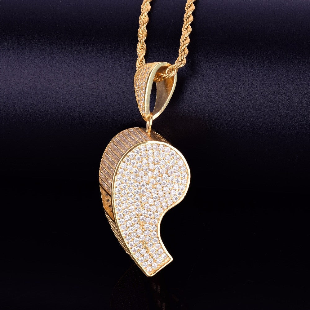 AAA Micro Pave Silver 18k Gold .925 Silver Flooded Ice Hip Hop Whistle Pendant Chain Necklace