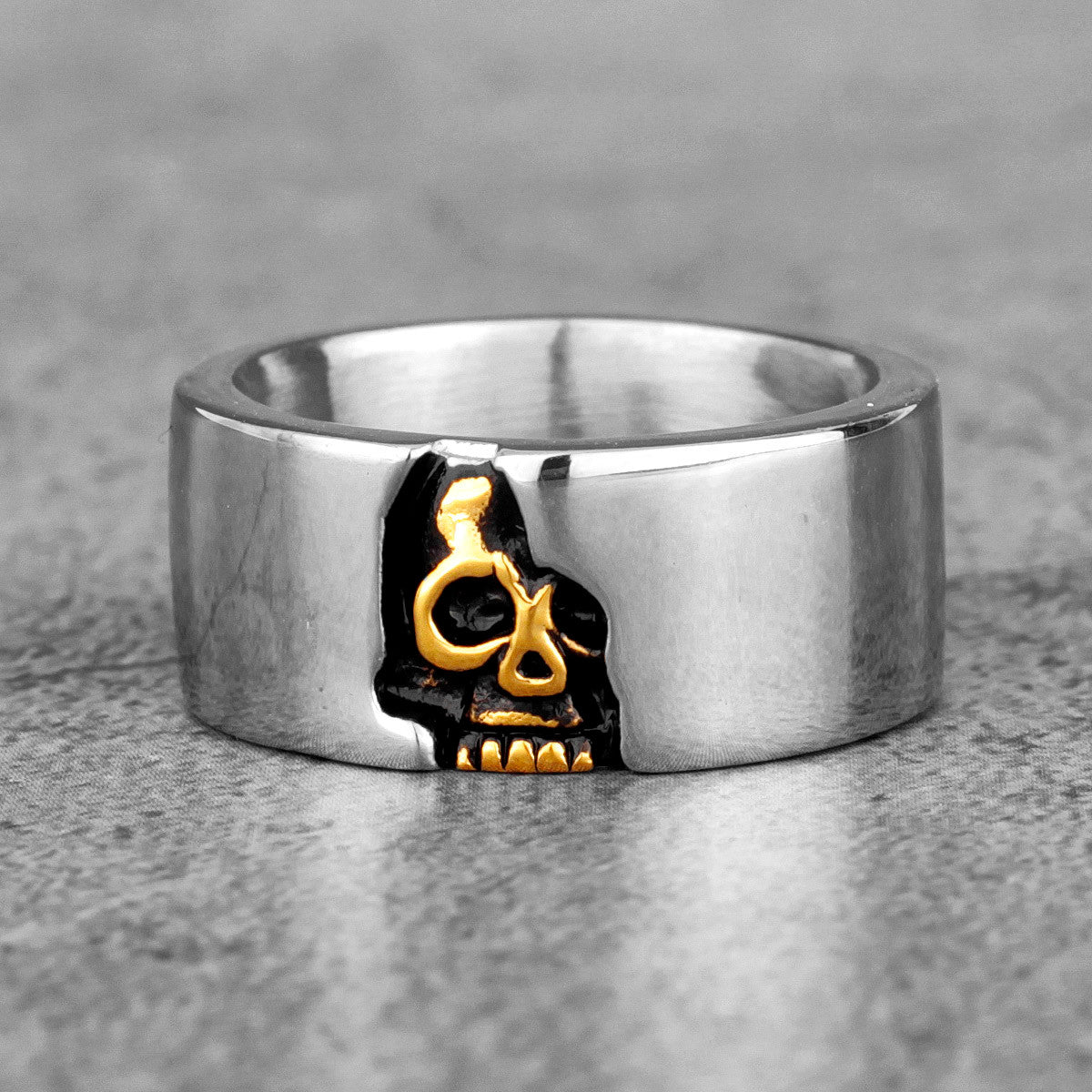 316L Shiny Silver No Fade Stainless Steel Biker Resurrection Skull Street Wear Rings