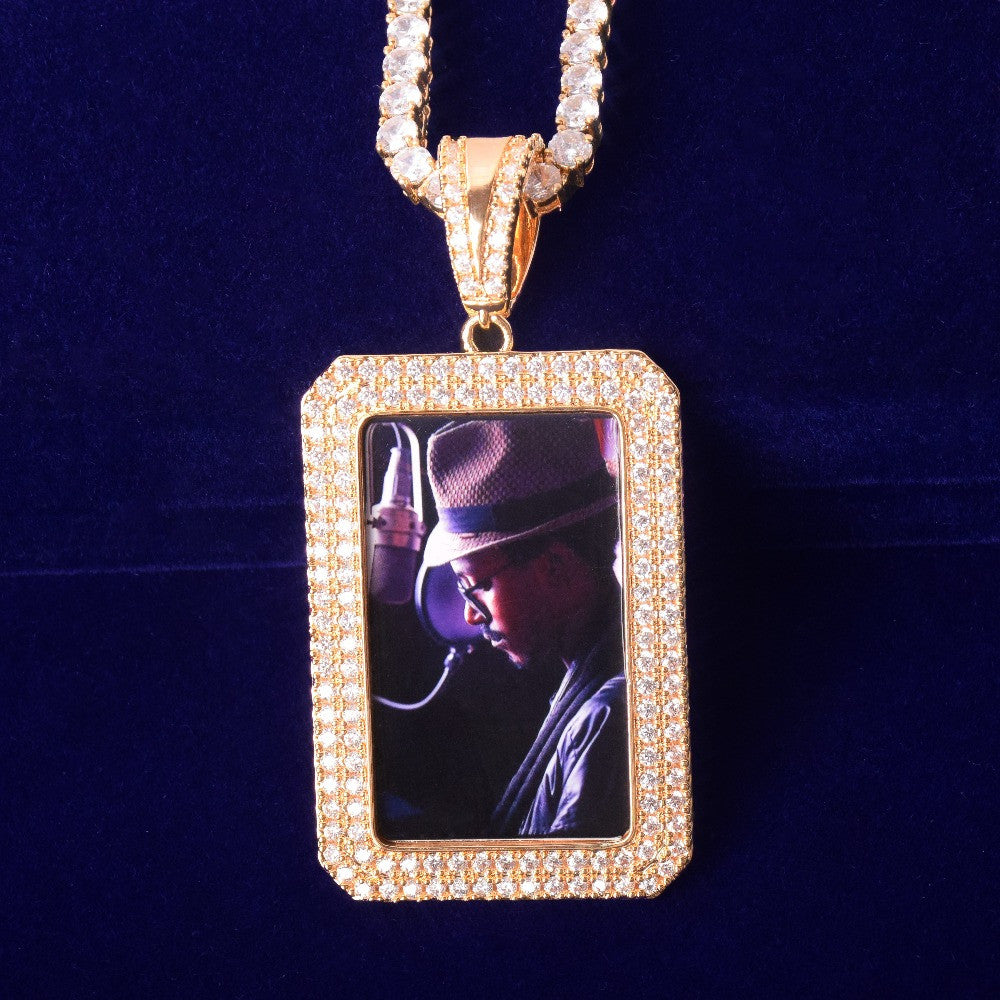 Crowned Jewel | Two Row Iced Border Custom Photo Memories Hip Hop Pendant