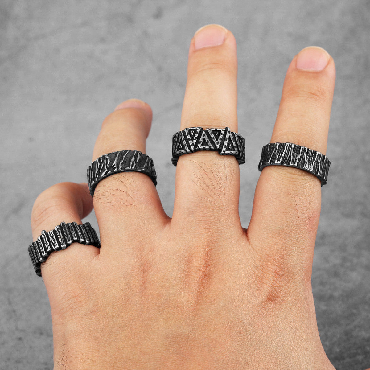 Vintage Black | 316L Stainless Steel Intricate Style Unique Men's Street Wear Rings