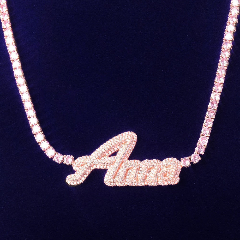AAA Micro Pave Close Cut Custom Name 18k Silver Rose Gold Hip Hop Pendants