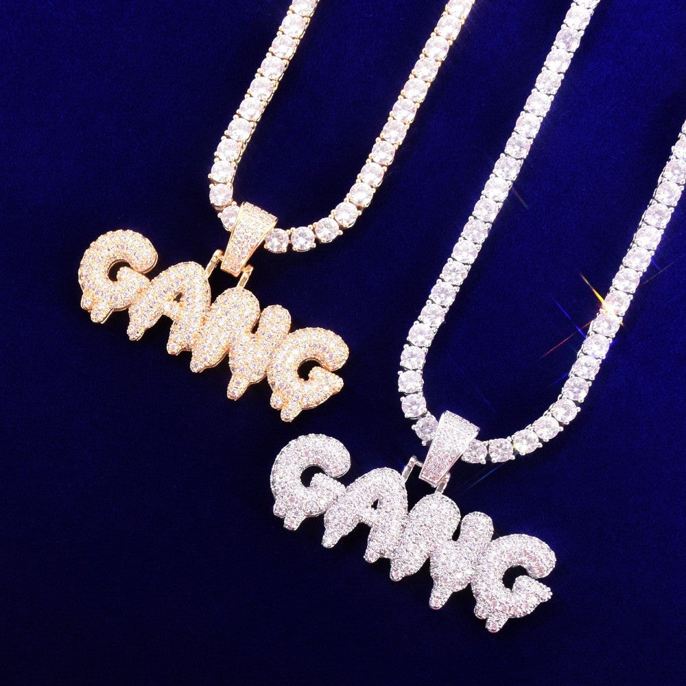 Flooded Ice Drip Drop AAA Micro Pave 18k Gold 925 Silver Gang Hip Hop Pendant