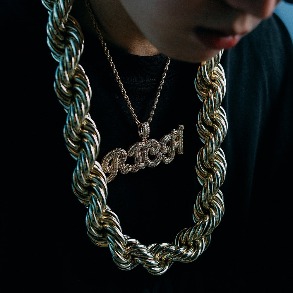 80's 30mm 30 Inch Dookie Rope Stainless Steel Hip Hop Old School Rope Chain Necklace