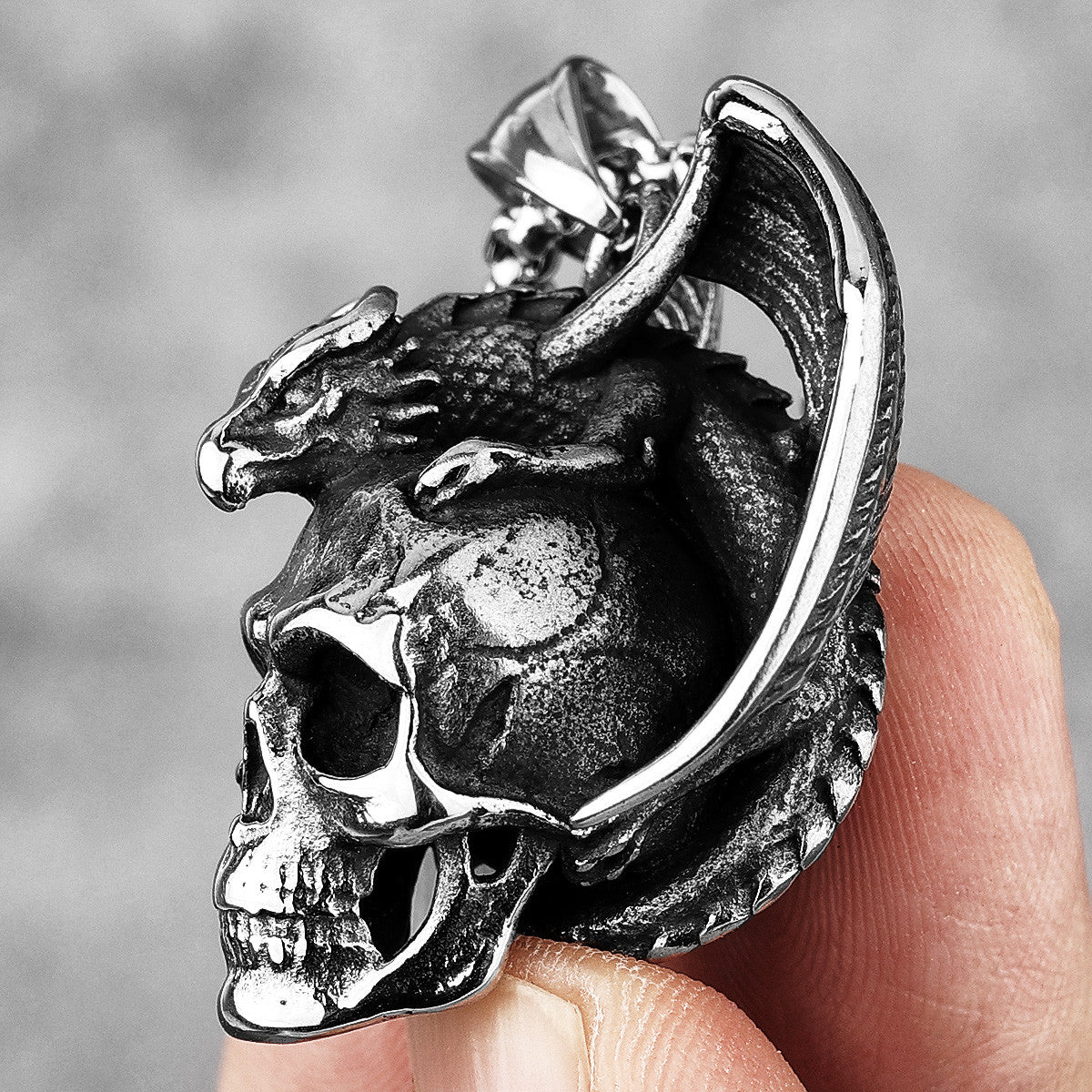 Demon Dragon | 316L No Fade Stainless Steel Skull Street Wear Pendant Chain Necklace