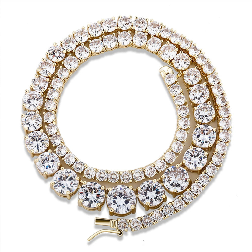 Ladies Irregular Flooded Ice AAA Prong Set Stone Tennis Choker Chain Necklace