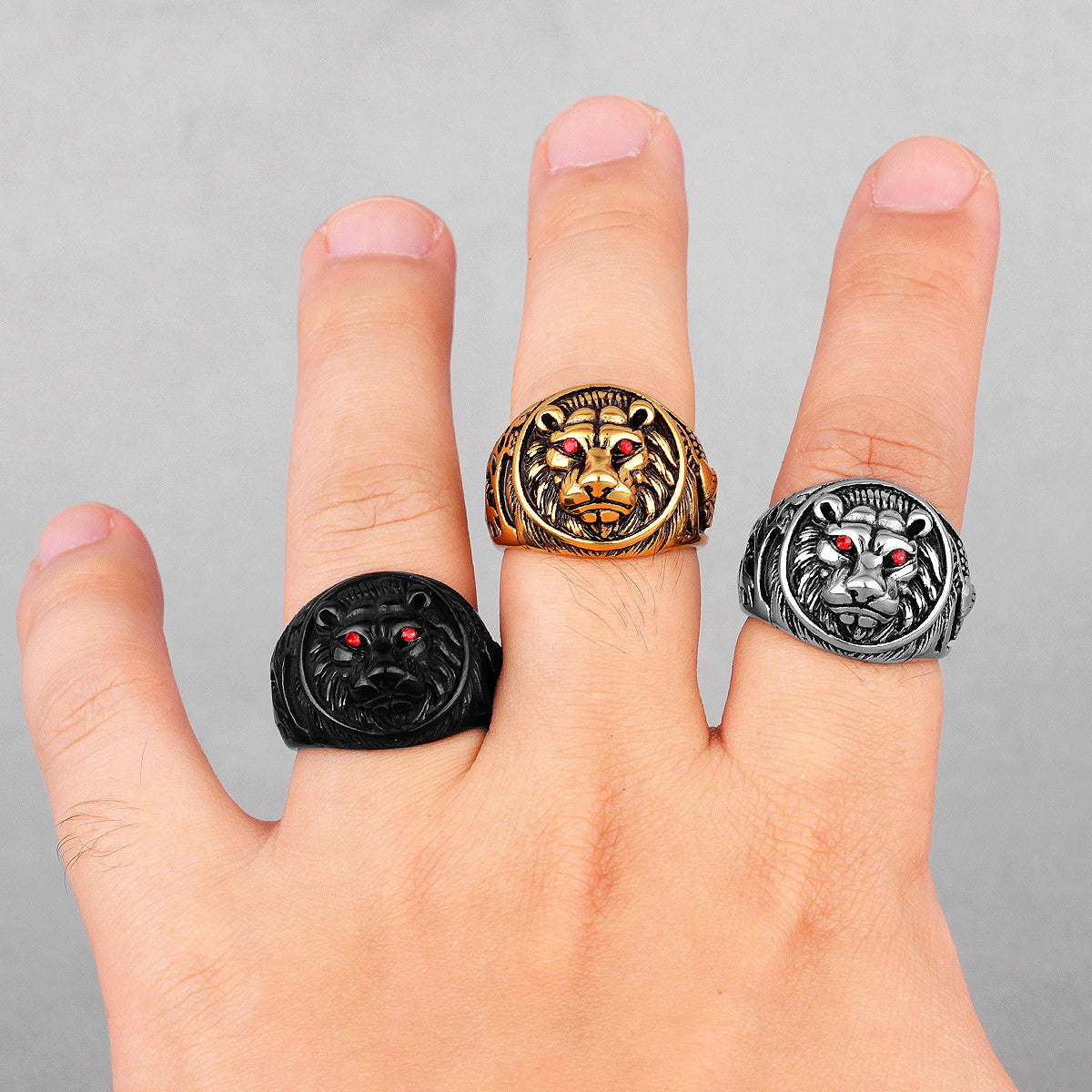 The Tiger's Eye | 14k Gold Black Over Solid Stainless Steel Tiger Street Wear Rings