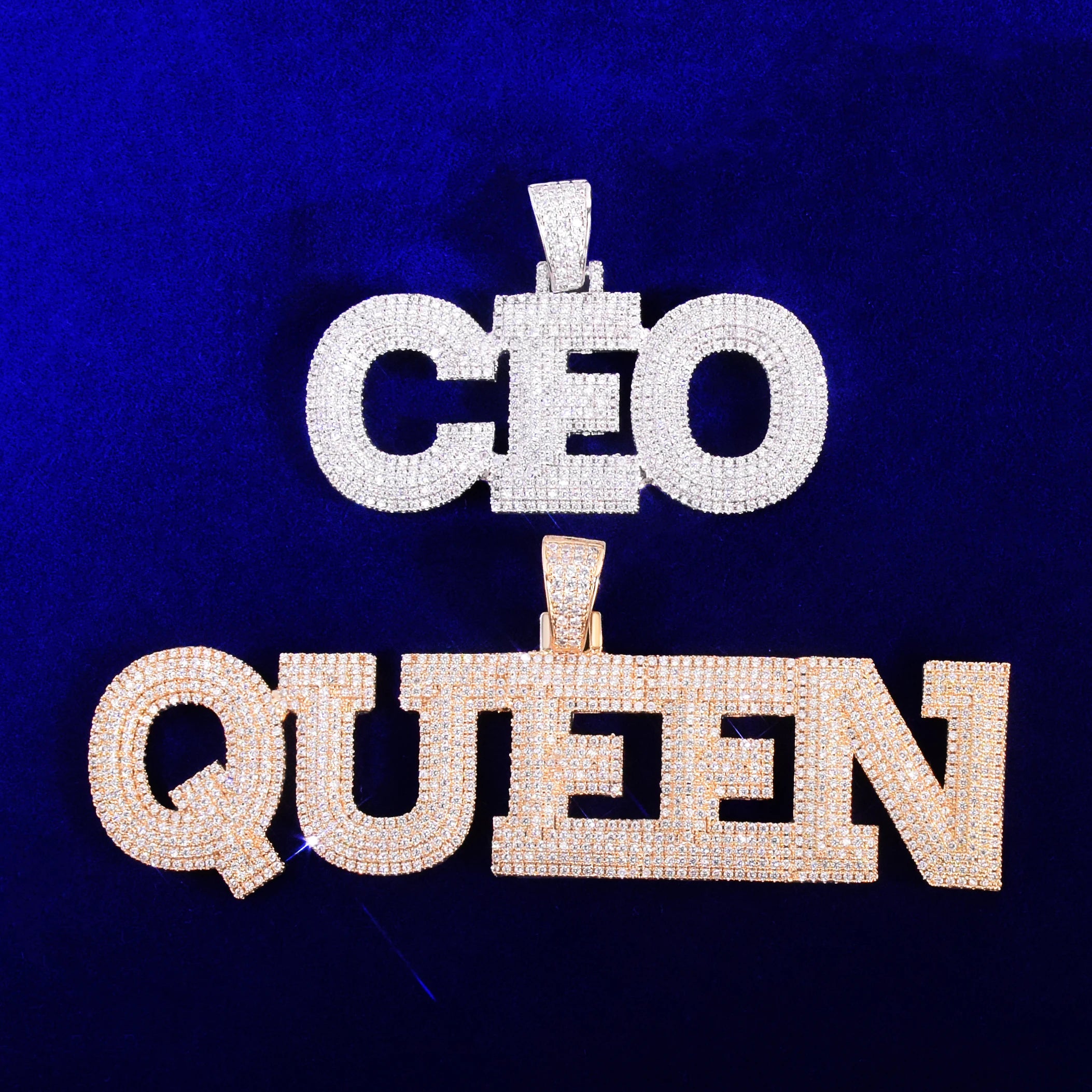 18k Gold 925 Silver Customized Name Drip Drop Graffiti Letter Hip Hop Iced Pendants