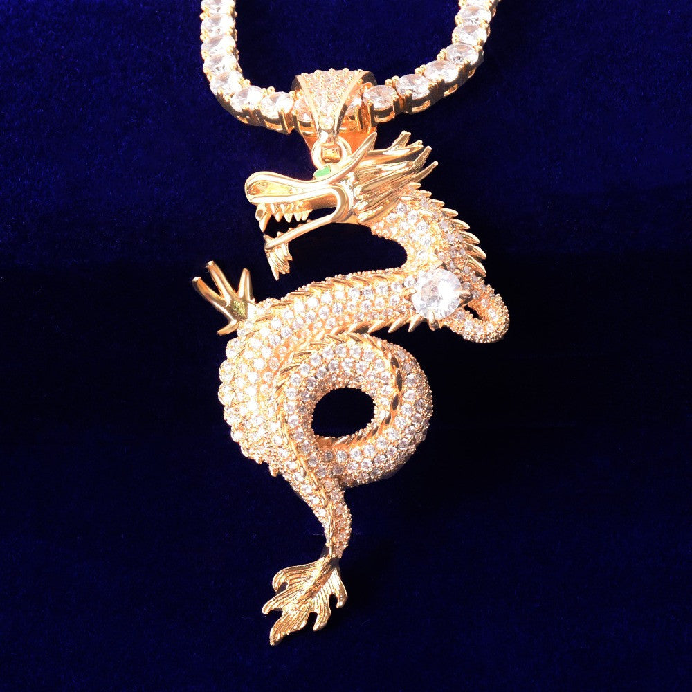 The Dragon's Temple | VVS Diamond CZ Coiled Flooded Ice Dragon Pendant