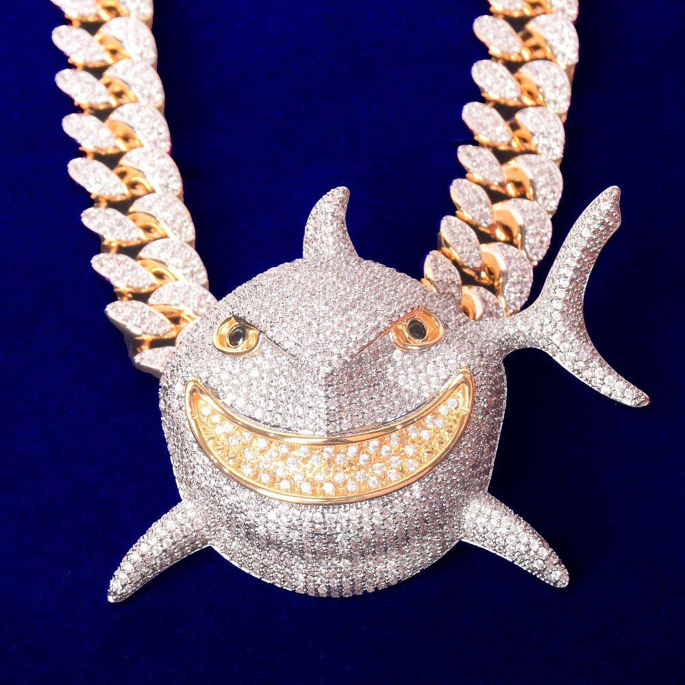 Shark Bait | Crushed Ice VVS Diamond CZ Shark Head Hip Hop Pendant Chain