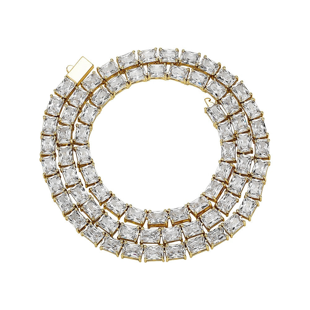 Flooded Ice Spring Clasp 6mm Street Wear Baguette Hip Hop Chain Necklace