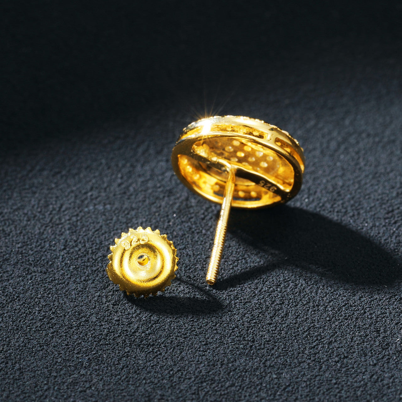 Diamond Disk Screw Back 18k Gold 925 Silver D Color VVS Hip Hop Iced Earrings