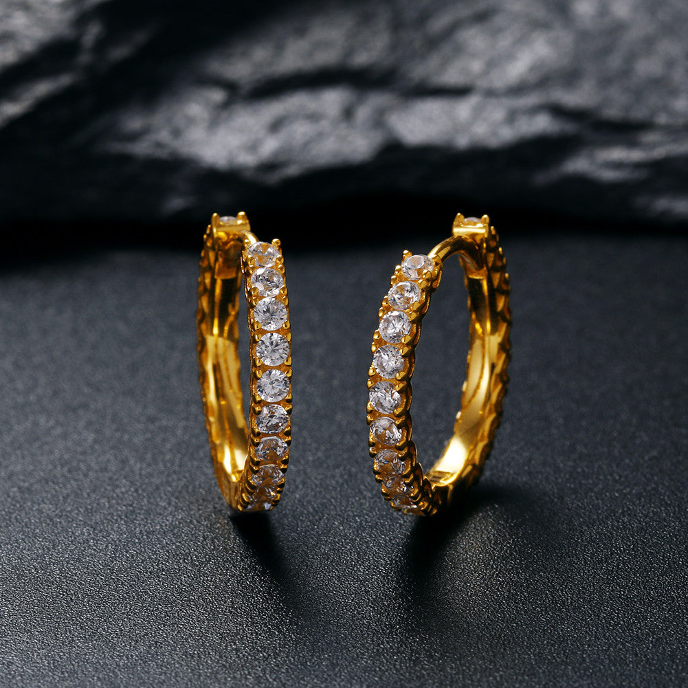 Hoop Classic | 925 Sterling Silver Prong Set Round Stud VVS Diamond CZ Hoop Earrings