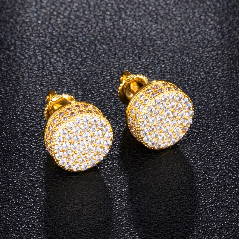Cluster Stone AAA True Micro Pave .925 Silver Hip Hop Screw Back Earrings