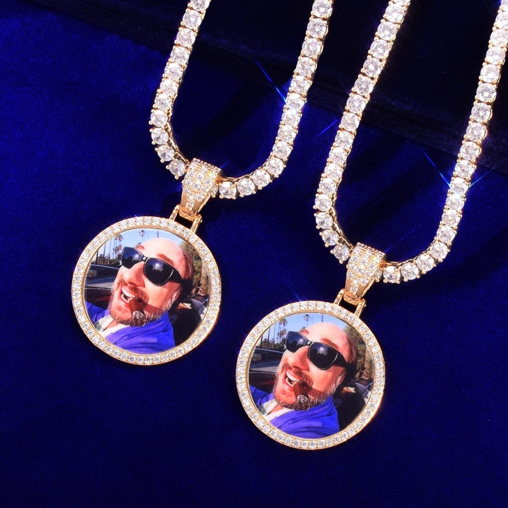 Perfect Reflections | Flooded Ice Custom Solid Back Picture Medallion Chain Necklace