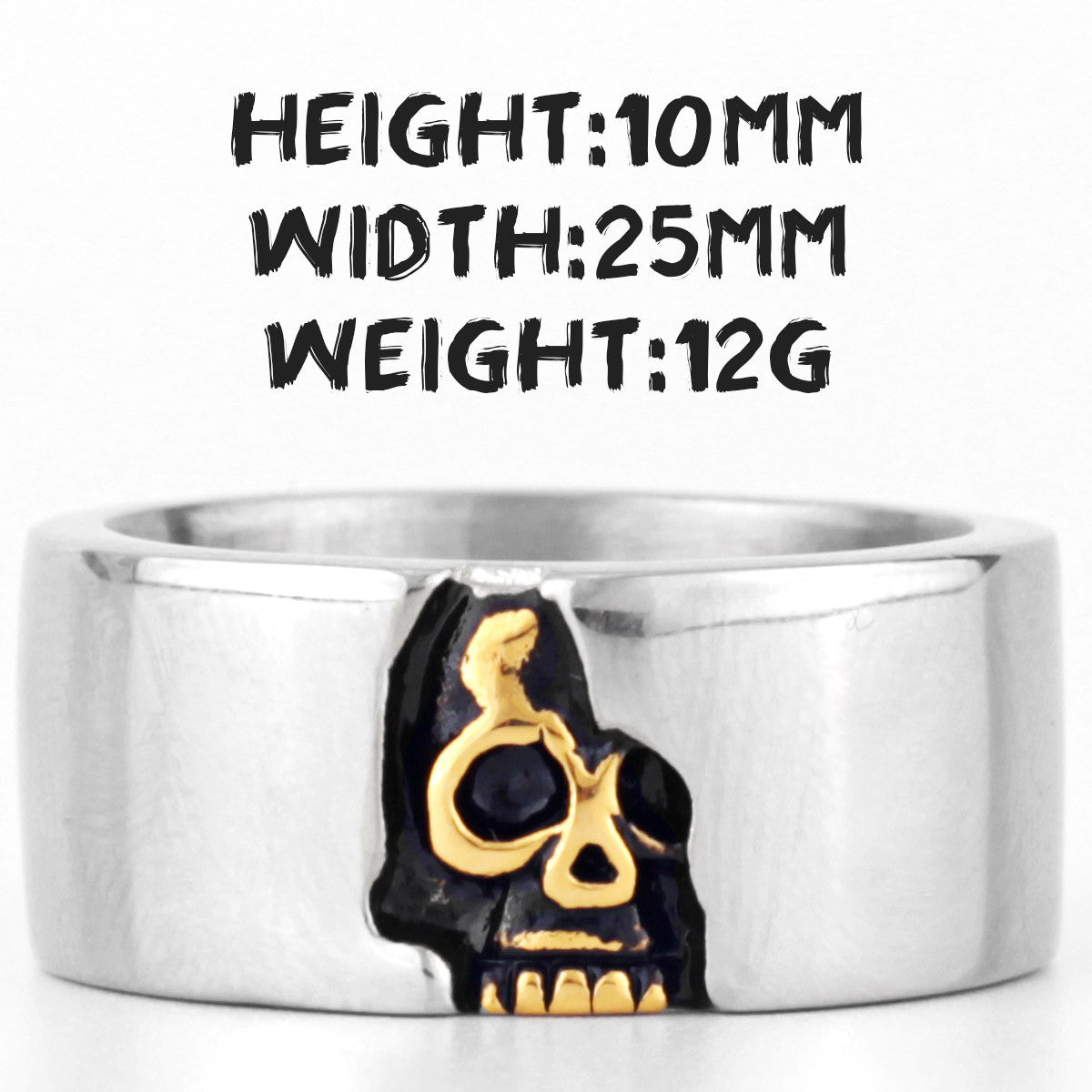 316L Shiny Silver No Fade Stainless Steel Biker Resurrection Skull Street Wear Rings